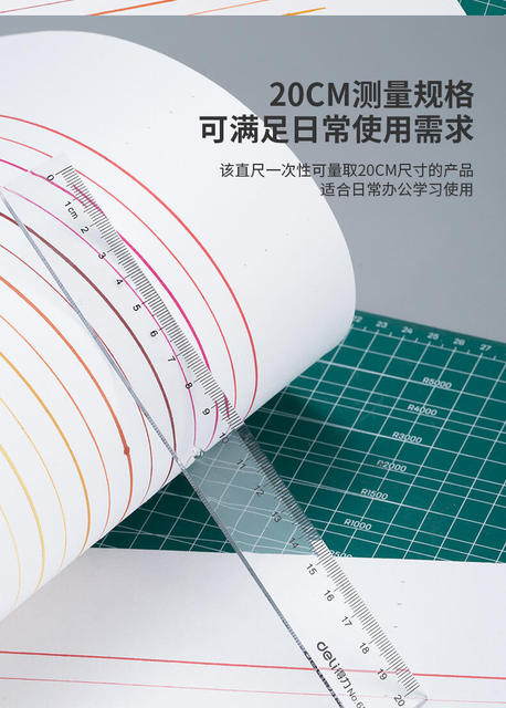 Deli Transparent Ruler with Wavy Lines, 15cm Ruler for Elementary School Students, Children's Drawing Plastic Ruler, 20cm Scale Ruler detail 5