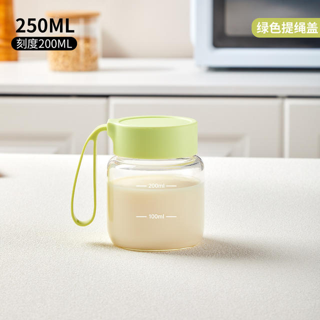 Soy Milk Cup for Office Workers, Portable for Home Use, Milk Cup with Scale, Microwaveable, Heat-Resistant Glass Water Cup