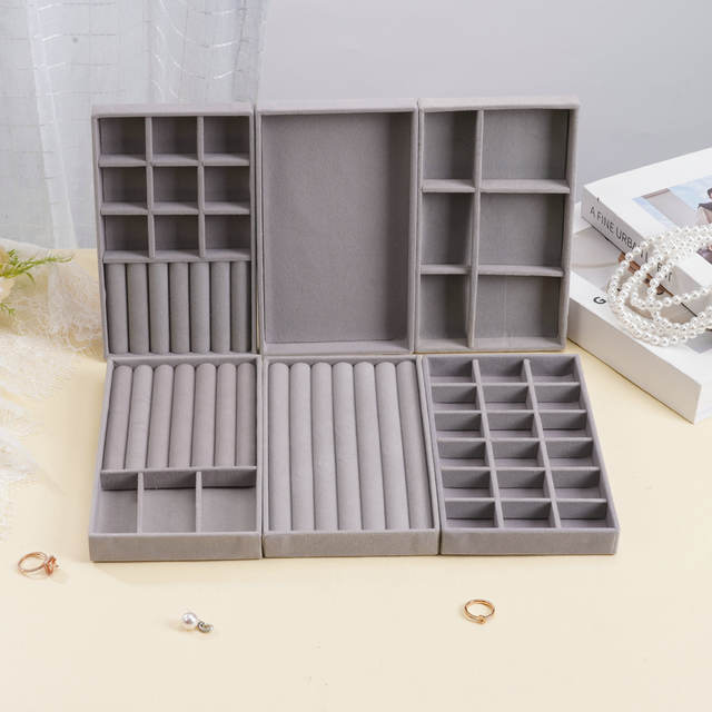 Velvet Jewelry Storage Box, Jewelry Box, Ring, Earrings, Bracelet, Necklace Storage and Display Rack, Drawer-Type Liner detail 1