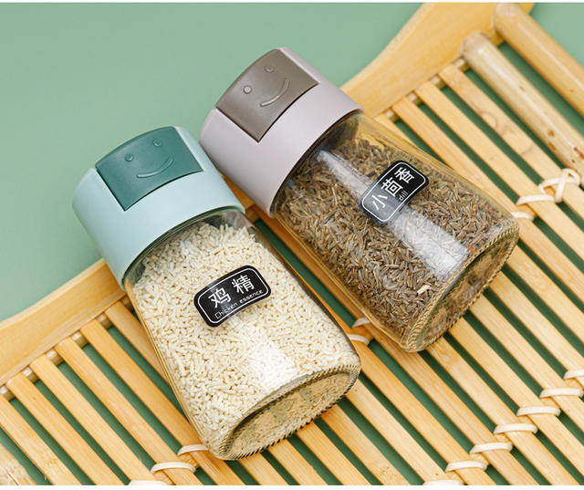 Press type quantitative seasoning jar sealed seasoning box salt jar monosodium glutamate seasoning Jar Kitchen glass seasoning control salt bottle detail 12