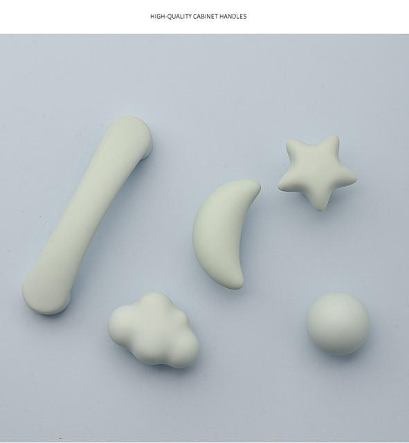 Matte Color Star Cloud Handle Modern Cartoon Children's Room Wardrobe Door Cute Home Anti-Collision Door Handle detail 9