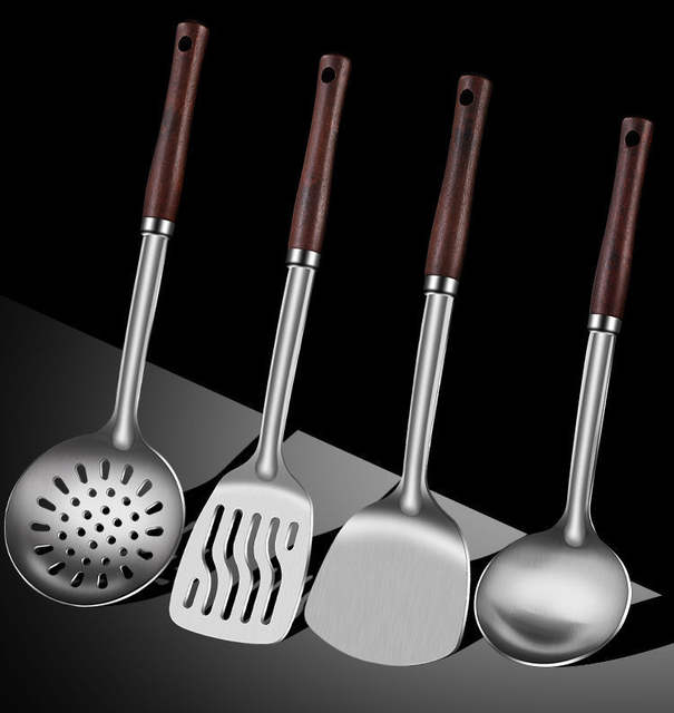 Thickened stainless steel spatula stir-fry iron spatula household kitchen anti-scald stir-fry stir-fry spoon Colander pan shovel kitchenware set detail 2