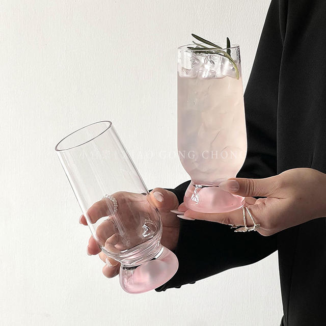 Ins-Style Pink Mountain Range Thick-Bottomed Mountain View Cup, High Aesthetic Creative Glass Cup, Coffee Cup, Beer Cup, Juice Cup detail 4