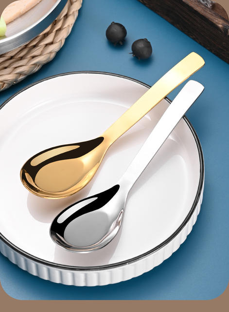 Thickened Stainless Steel Spoon, High-Quality Household Children's Small Soup Spoon, Large Rice Spoon, High-End Chinese-Style Daily Tableware from Jieyang detail 12