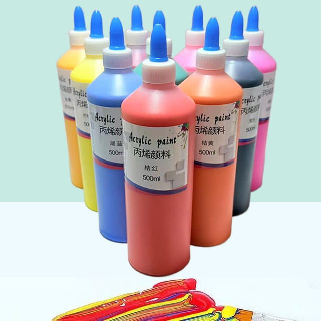 Acrylic Paint 500ml Large Bottle Set Kidsren's Painted Plaster Doll Wall Painting Fluid Painting Hand-Painted Stone Painting detail 4