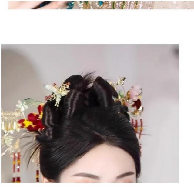 New Chinese Style Makeup Artist Special Simulation Ancient Dress Bride's Hair Pieces Naturally Split Versatile Style Hair Row Wig detail 5