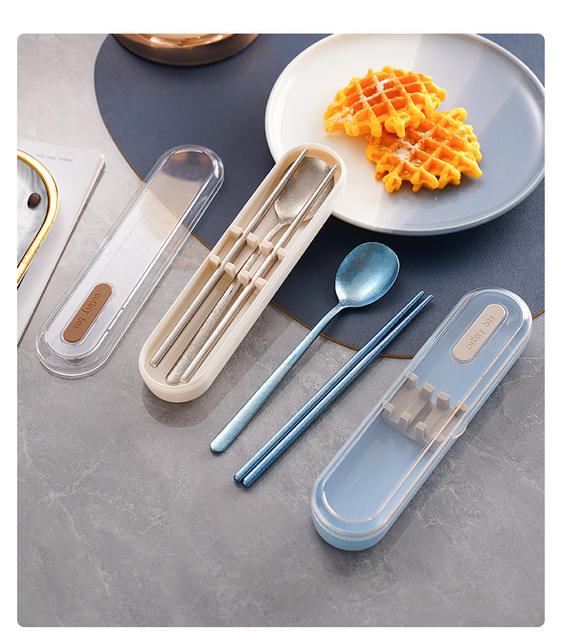 Pure Titanium Portable Tableware Set for Students and Office Workers, Three-Piece Set of Spoons, Forks, and Chopsticks, High-End Outdoor Titanium Crystal Gift Set detail 11