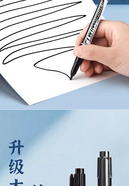 Morning Mg Light Mv7403 Small Double-Headed Marker Pen Oil-Based Outline Pen for Students and Children's Art Graffiti Oil-Based Pen detail 11
