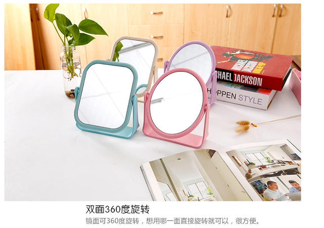 Double-Sided Desktop Mirror Dormitory Desktop Rotatable Student Makeup Small Mirror Desktop Portable Dressing Princess Mirror detail 6
