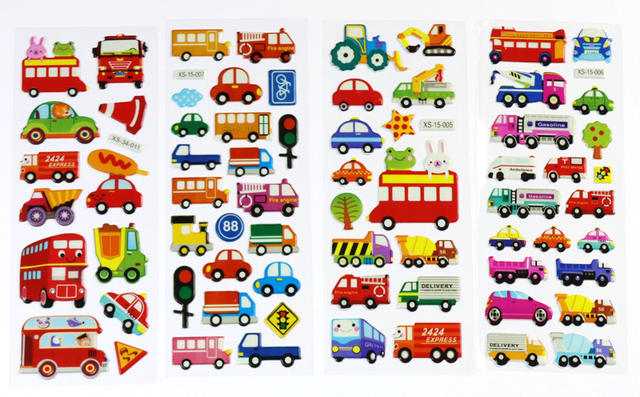 Engineering Vehicle Stickers, Transportation Bubble Stickers, Children's Cartoon Car Three-Dimensional Stickers, Cross-Border Birthday Party Gifts detail 9
