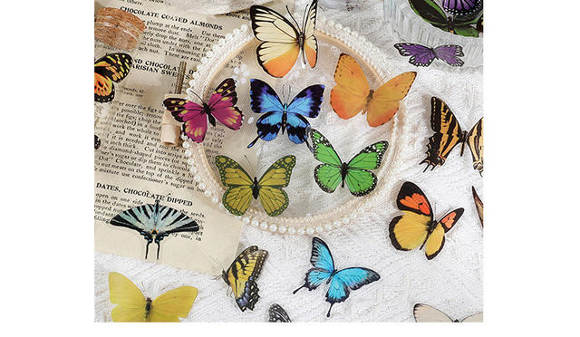 PET sticker bag butterfly Manor series Journal Diary DIY decorative material pattern transparent waterproof small stickers detail 4
