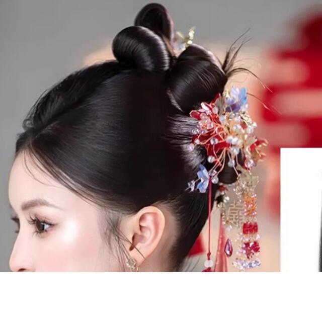 New Chinese Style Makeup Artist Special Simulation Ancient Dress Bride's Hair Pieces Naturally Split Versatile Style Hair Row Wig detail 1