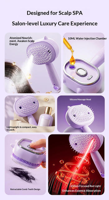 Electric Spray Airbag Massage Comb for Massaging Scalp and Hair Roots, Moisturizing and Smoothing Hair, Pet Comb detail 4
