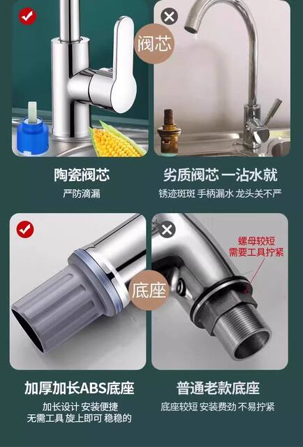Stainless Steel Kitchen Faucet with Hot and Cold Water, Household Anti-Splash Two-In-One Sink for Washing Vegetables, Single Cold Water Sink for Washing Dishes detail 10