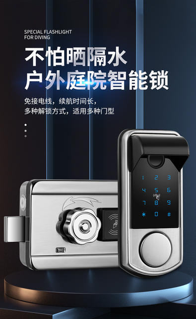 Fingerprint Lock for Home Use, Universal Courtyard Door Password Lock, Traditional Iron Gate Smart Lock detail 1