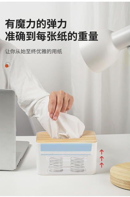Spring-Loaded Tissue Box Holder, Pull-Out Bottom Tray, Spring-Loaded Tissue Box Base, Storage Box, Spring Sheet, Lifting Elastic Tray detail 3