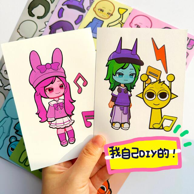 Rhythm Box Sprunki Character Dress up Stickers Girls Boys Children's Educational Face Changing Concentration Sticker Book detail 4