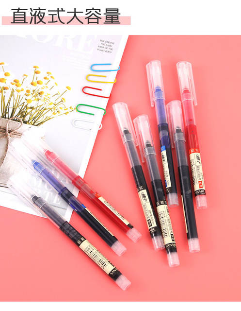 Quick-drying straight-liquid ballpoint pen 0.5mm red and black gel pen office supplies water pen signature pen stationery detail 8