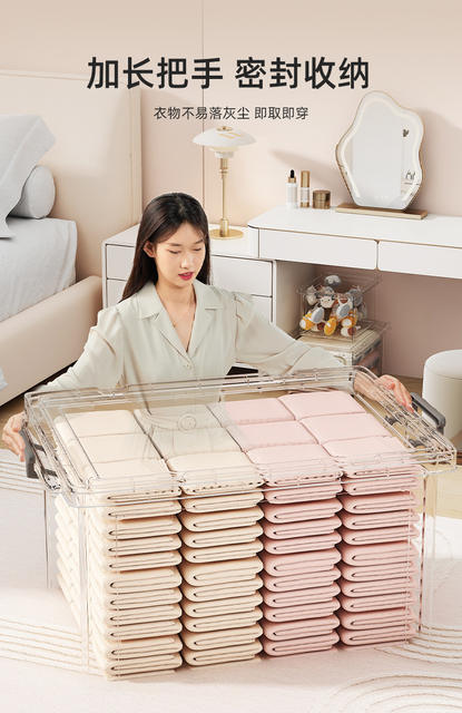 Transparent Storage Box Household Plastic Storage Box Wardrobe Clothes Large Capacity Toy Snack Storage Box detail 12