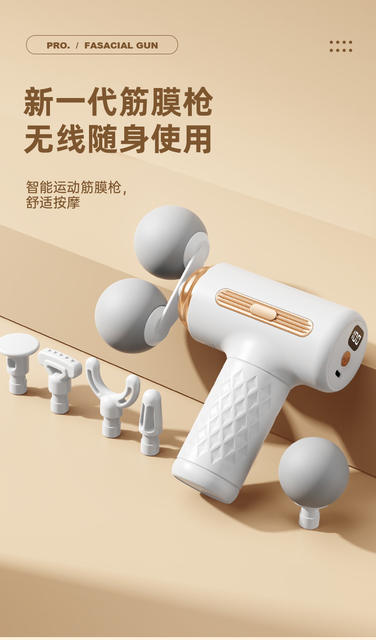 Double-Head Fascia Gun Muscle Relaxation Massager Smart Mini Vibration Impact Gun Portable Digital Display Wireless Massage Gun detail 4