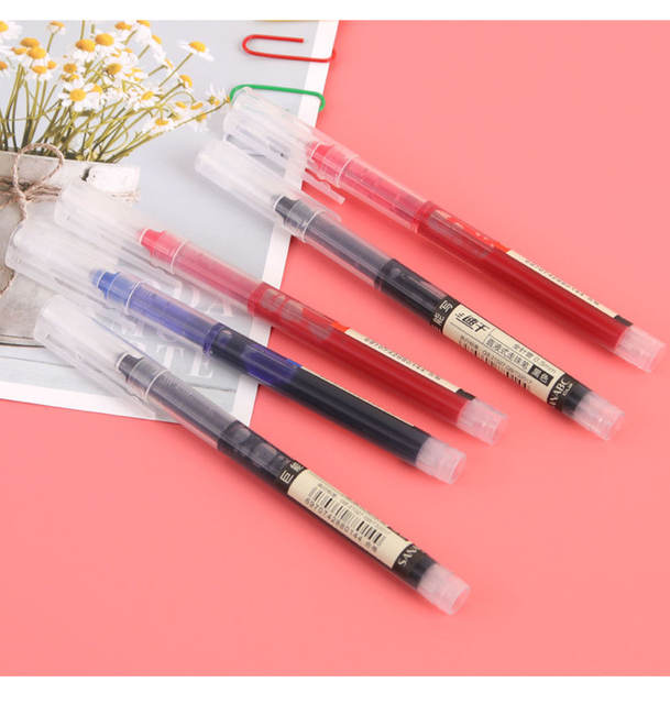 Quick-drying straight-liquid ballpoint pen 0.5mm red and black gel pen office supplies water pen signature pen stationery detail 9