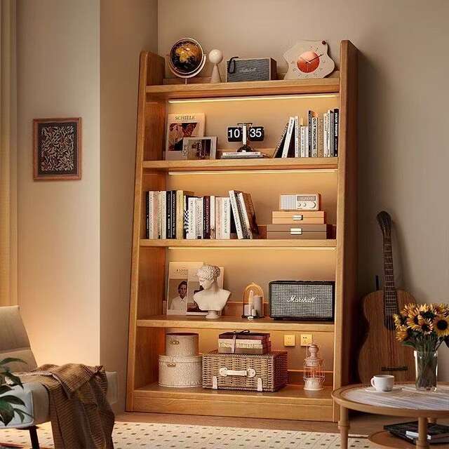 Solid Wood Bookshelf, Trapezoidal Pine Storage Rack, Household Children's Storage Unit, Wall-Mounted, Floor-Standing, Integrated Simple Storage Cabinet, Bookcase