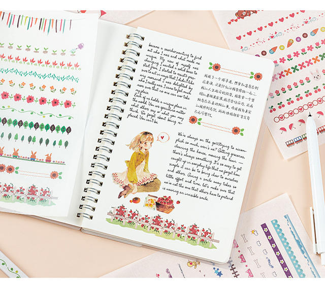 Cute split line large stickers suit diy hand account material kindergarten growth manual decoration baby album stickers detail 12