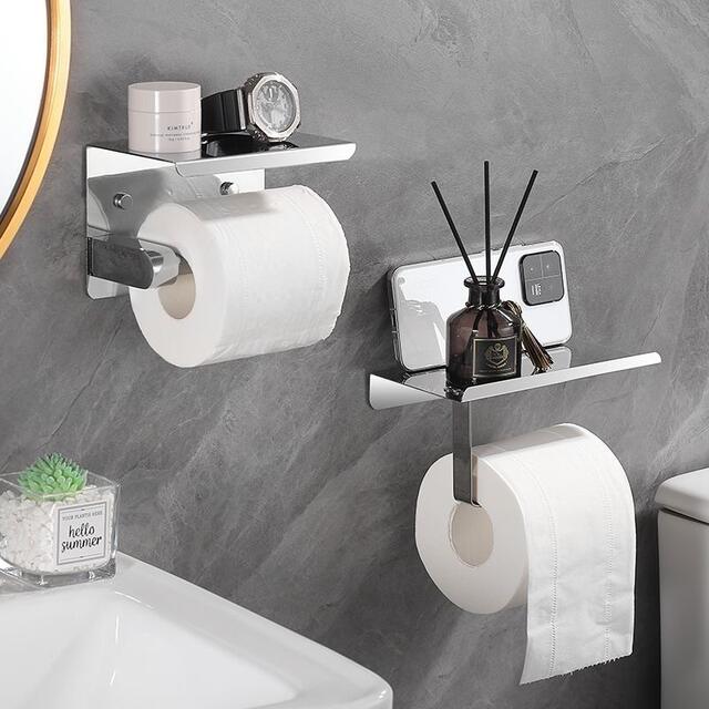 304 stainless steel tissue holder hotel toilet bathroom mobile phone tissue box toilet paper holder wall hanging perforated roll paper holder detail 2