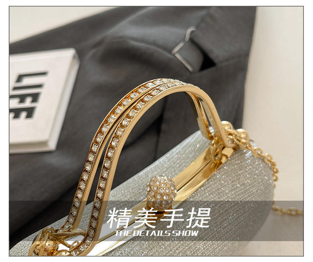 High-End Chain Handbag, Niche Design Women's Bag, Cross-Border New Fashion Chain Bag, Evening Bag, Rhinestone Crossbody Bag detail 6