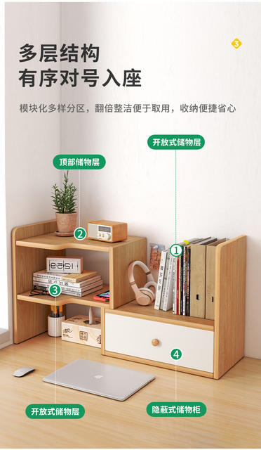Desktop Bookshelf Desktop Storage Rack Office Desk Storage Rack Dormitory Good Things Study Table Multi-layer Small Rack Layered Rack detail 7