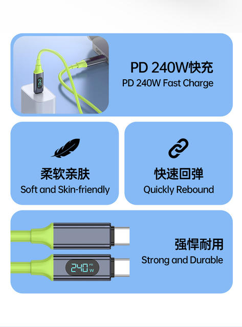 Intelligent Digital Display 240W Fast Charging Data Cable Suitable for Huawei Apple 15 Xiaomi Laptop Charging Cable Typc detail 2