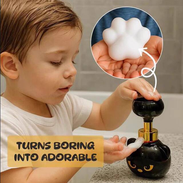 Cross-Border New Product Tk New Product Black Cat Claw Shape Cute Cartoon Shape Foam Soap Squeeze Dispenser for Home Use detail 2