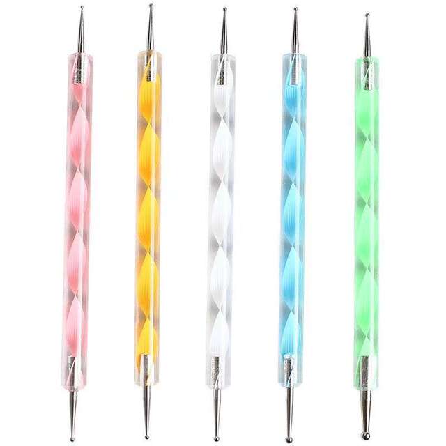 Wholesale double-headed nail drill pen suit 5 cross-border supply point pen flower needle nail tools detail 5
