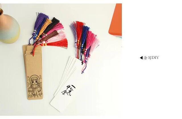 Blank Bookmark Self-written Paper Handwritten Primary School Student Production Material Package diy Handmade Dried Flower Bookmark Card Tassel detail 10