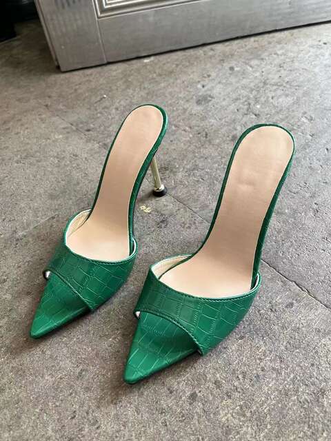 Snake Pattern Pointed Toe High Heel Sandals Women's European and American Cross-border Fashion Thin Heel Sandals Heels slippers detail 4