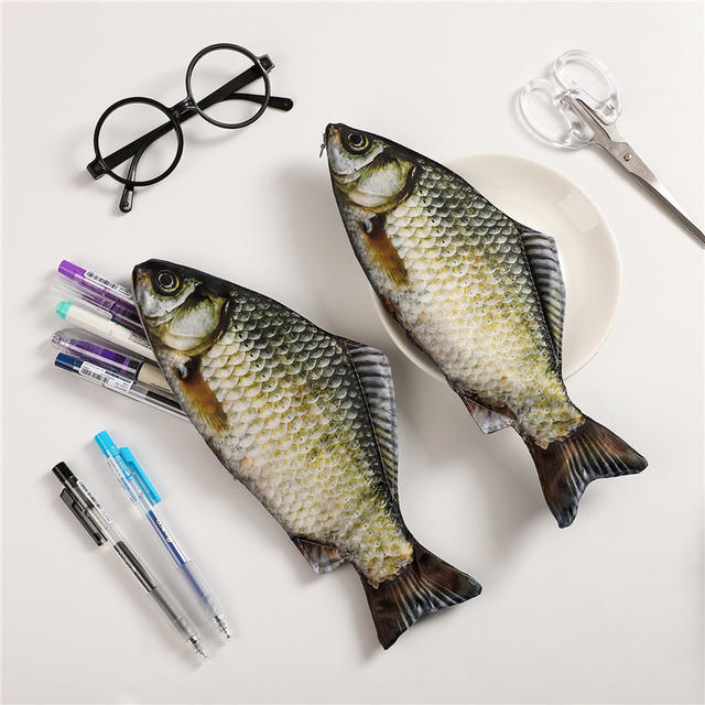 Creative Simulation Carassius Carassius Carassius Personality Funny Salted Fish Pencil Bag Fresh Sea Fish Fish Shaped Pencil Bag Shake Tone Same detail 3