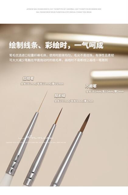Ennis Japanese-Style Artist Nail Art Brush Set for Line Drawing, Painting, Phototherapy, Gradient Brushes for Nail Salons detail 8