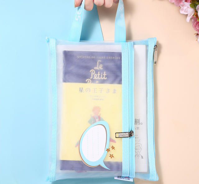 Morandi cartoon cloud A4 file bag transparent nylon gauze portable storage bag detail 9