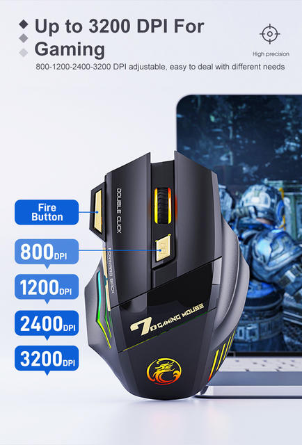 Imice Factory Direct Supply 7-Button Double-Click-Free 2.4g Silent Rechargeable X7 Breathing Light Wireless Gaming Mouse detail 4