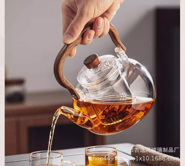 Glass Teapot with Handle for Boiling Water, Single Pot for Home Use, High-Temperature Resistant Tea Set, New Model X, Compatible with Electric Ceramic Stove Heating detail 4