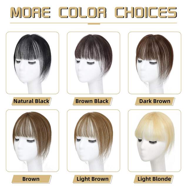 3D wig piece bangs hand-woven neat bangs female horoscope 10inc real person hair elegant bangs t-shaped golden wig piece detail 3
