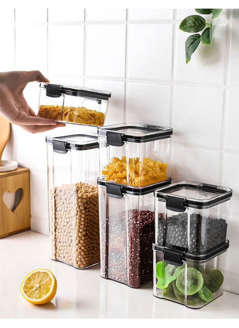 Kitchen Transparent Storage Jar Food-Grade Sealed Jar Plastic Storage Jar Household Sealed Seasoning Box Spice Storage Box detail 4