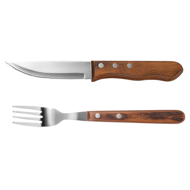 In-Stock Western-Style Knife and Fork Stainless Steel Cutlery Set Brazilian Steak Knife with Colorful Wooden Handle Steak Knife and Fork Cross-Border