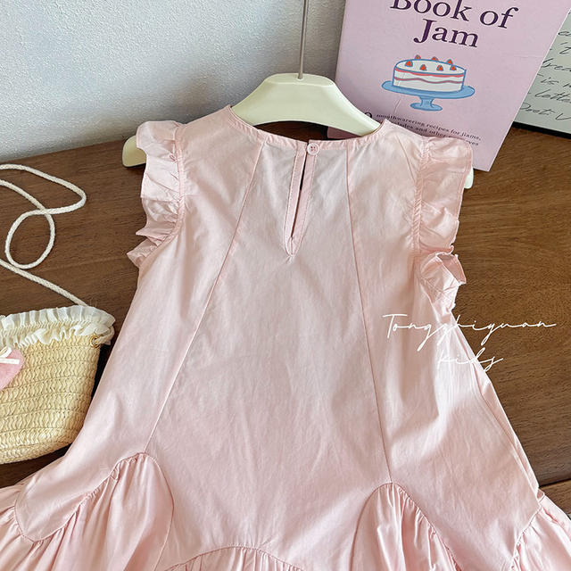 Girls' New Summer Cotton Dress with Flutter Sleeves, Cool and Stylish Princess Dress for Baby Girls detail 5