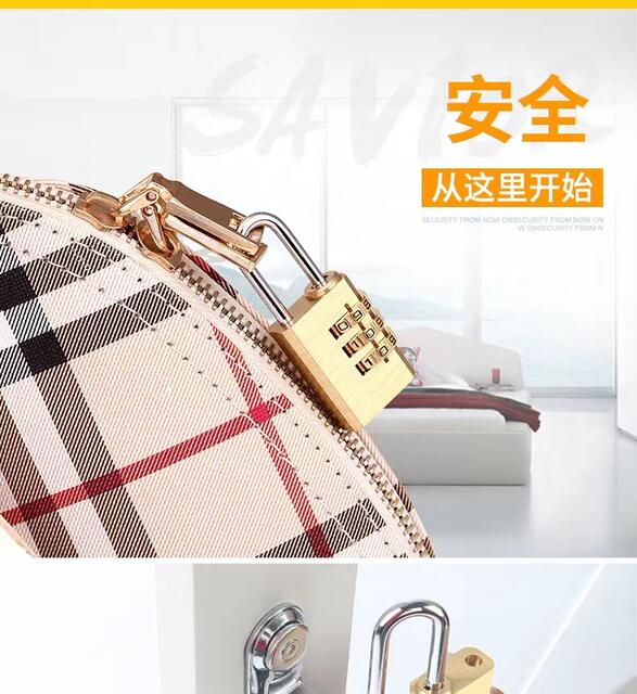 All-Copper Small Password Padlock Storage 4-Position Trolley Case Password Lock Travel Luggage Gym Home Pure Copper Lock detail 7