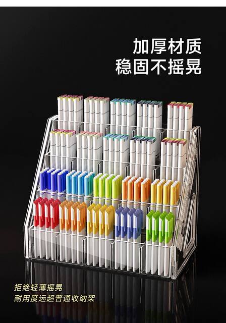 Pen Holder Watercolor Pen Large Capacity Acrylic Divided Pen Holder Book Desktop Brush Storage Rack Marker Pen Display Rack detail 11
