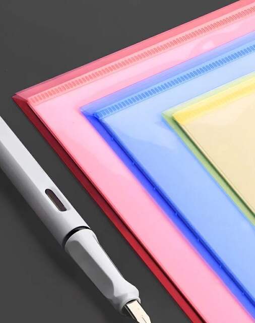 100 Pack Thickened Large Capacity a4 File Bag Transparent Plastic Snaps Student Examination Storage Bag File Bag detail 11