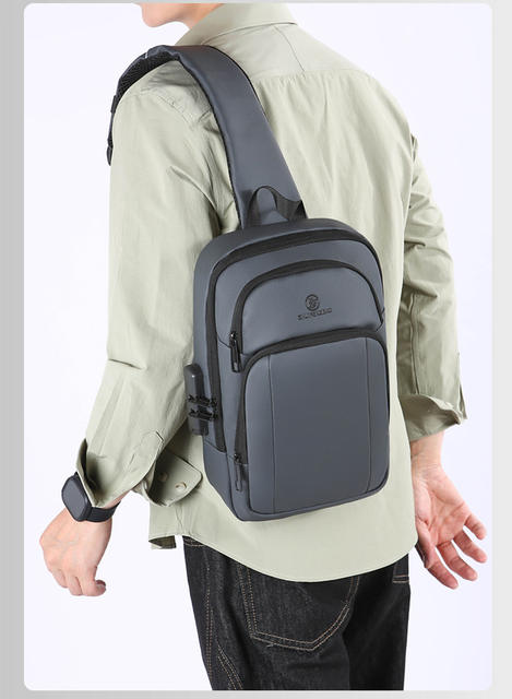 Men's Crossbody Bag, Large Capacity, Work and Commuting Shoulder Bag, Fashionable Cycling and Travel Small Backpack, Men's Chest Bag detail 3