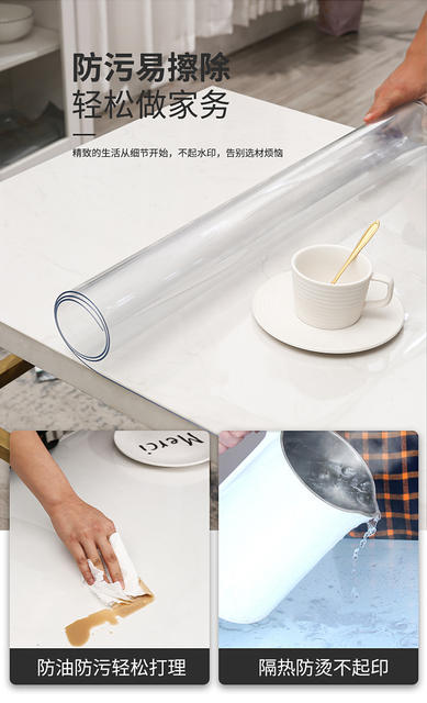 Food Grade TPU Table Mat Transparent Soft Glass Table Cloth Waterproof Oil-proof Anti-scalding Table Mat Crystal Plate Protective Film detail 4
