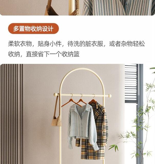 Floor-Standing Clothes Rack for Bedroom, Small Storage Rack with Dirty Laundry Basket, Movable Coat Rack detail 2